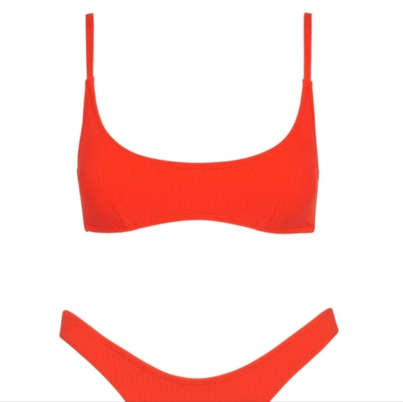 Mica Red Rib bathing suit top - Picture 3 of 6